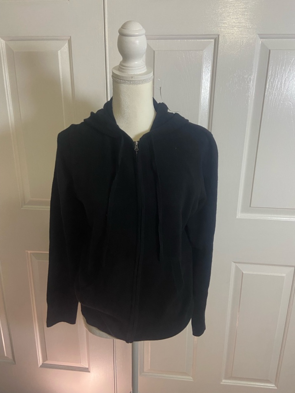 J.Crew 100% Cashmere Black Zip Up Hoodie Medium